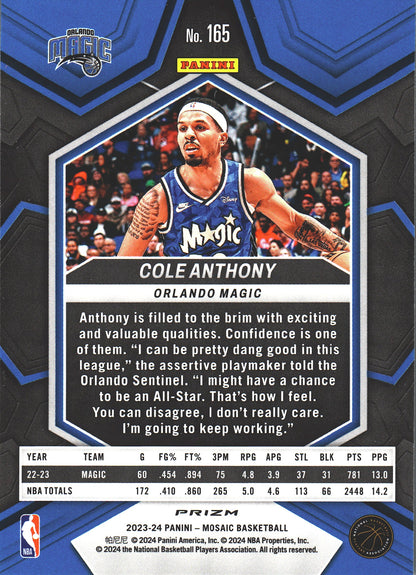 2023 Panini Mosaic Scope Cole Anthony #165 Orlando Magic