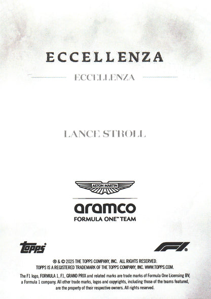 2025 Topps Eccellenza Formula 1 Lance Stroll /75 Aston Martin F1