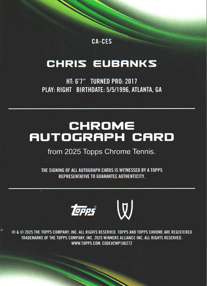 2025 Topps Chrome Tennis Orange /25 Autograph Chris Eubanks #CA-CES