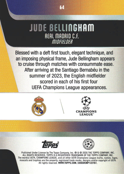 2025 Topps Flagship UCC Holo Foil Jude Bellingham #64 Real Madrid