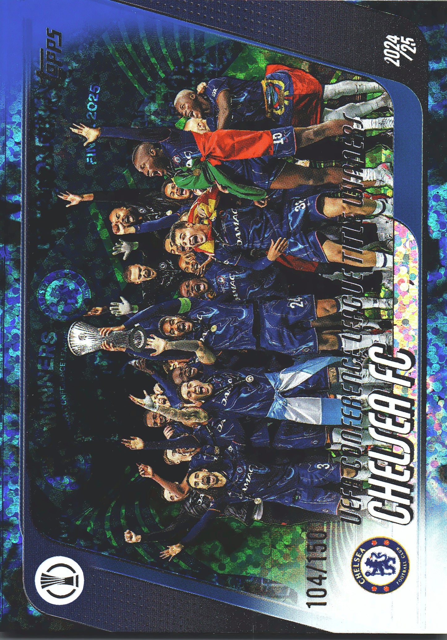 2025 Topps Flagship UCC Chelsea Title Winners Blue /150 #179 Chelsea FC