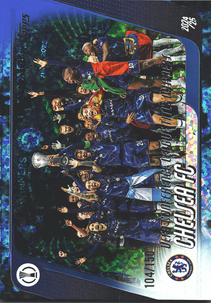 2025 Topps Flagship UCC Chelsea Title Winners Blue /150 #179 Chelsea FC
