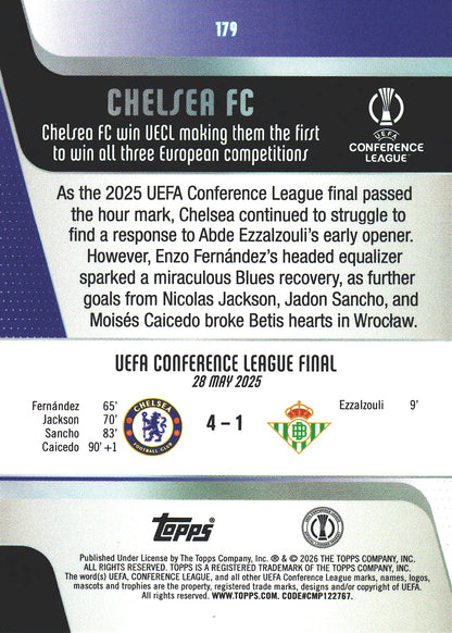 2025 Topps Flagship UCC Chelsea Title Winners Blue /150 #179 Chelsea FC