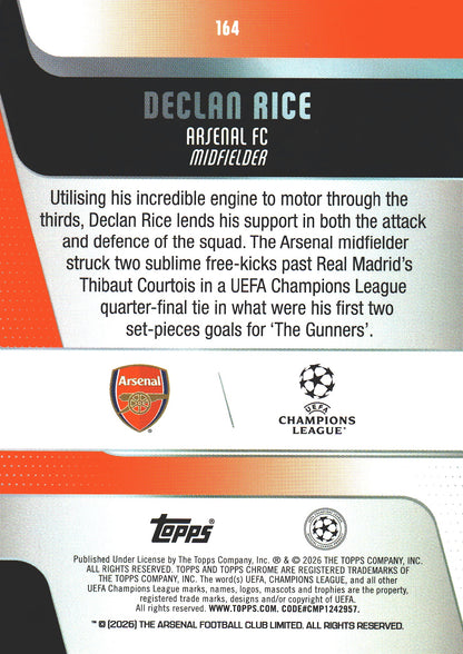 2025 Topps Chrome UCC Declan Rice #164 Arsenal FC