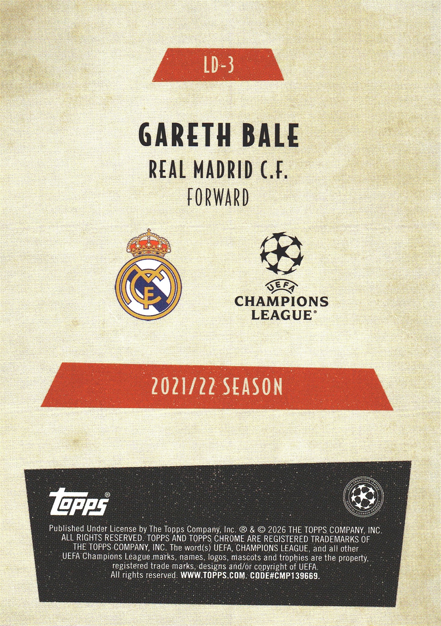 2025 Topps Chrome UCC Last Dance Gareth Bale #LD-3 Real Madrid