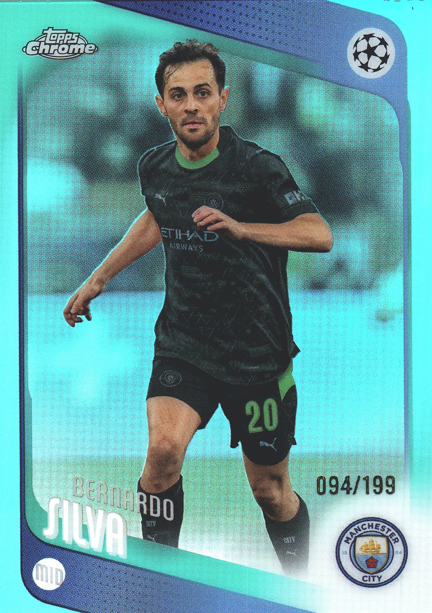 2025 Topps Chrome UCC Aqua /199 Bernardo Silva #2 Manchester City