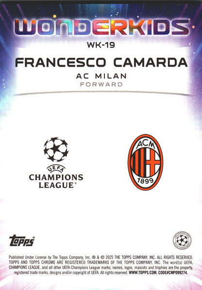 2024 Topps Chrome UCC Wonderkids Japan Mojo Francesco Camarda #WK-19 AC Milan
