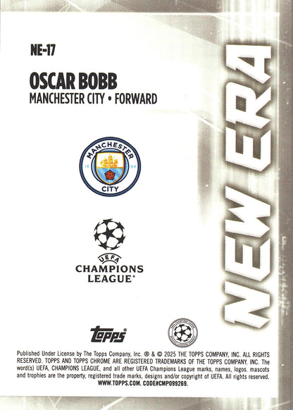 2024 Topps Chrome UCC New Era Orange Mojo /25 Oscar Bobb #NE-17 Manchester City