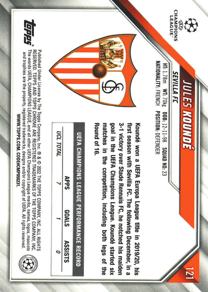 2021 Topps Chrome UCC Jules Koundé #121 Sevilla FC