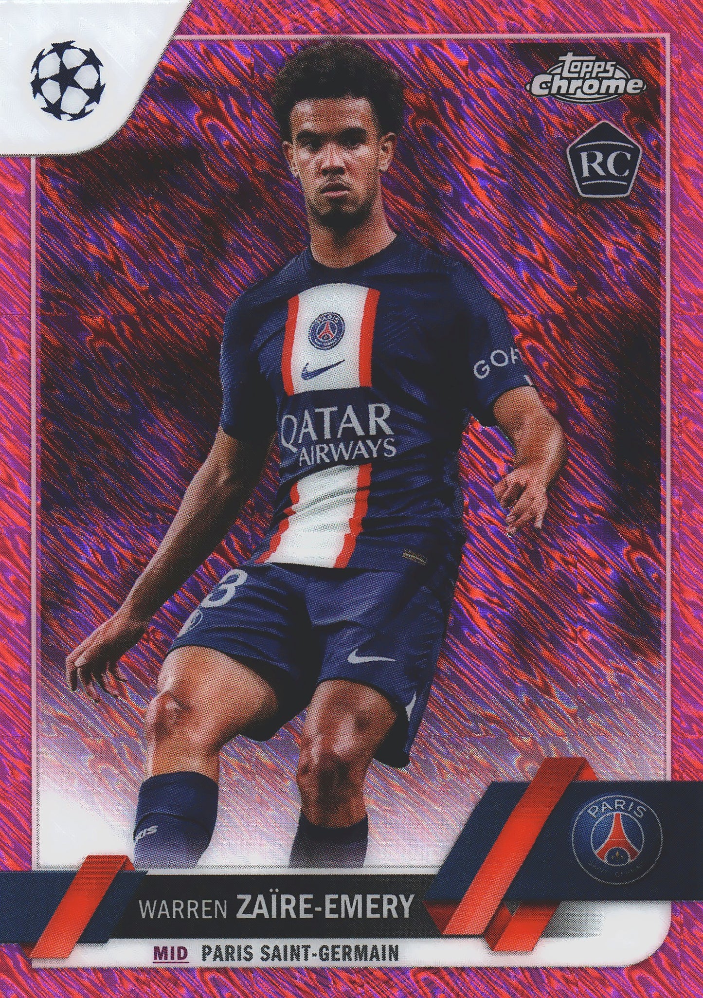 2022 Topps Chrome UCC Pink /250 Warren Zaïre-Emery RC #135 Paris Saint-Germain