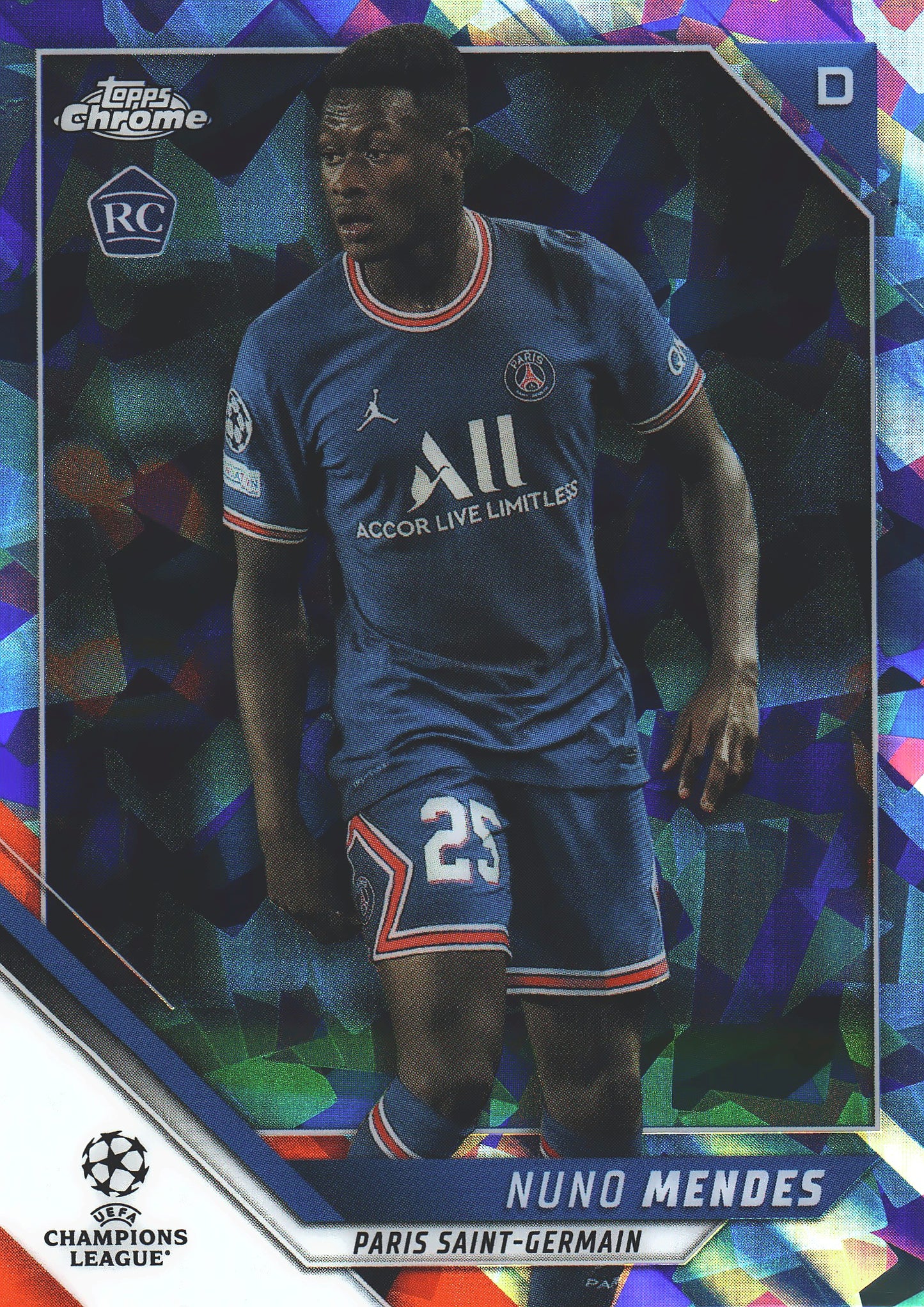 2021 Topps Chrome UCC Sapphire Nuno Mendes RC #22 Paris Saint-Germain