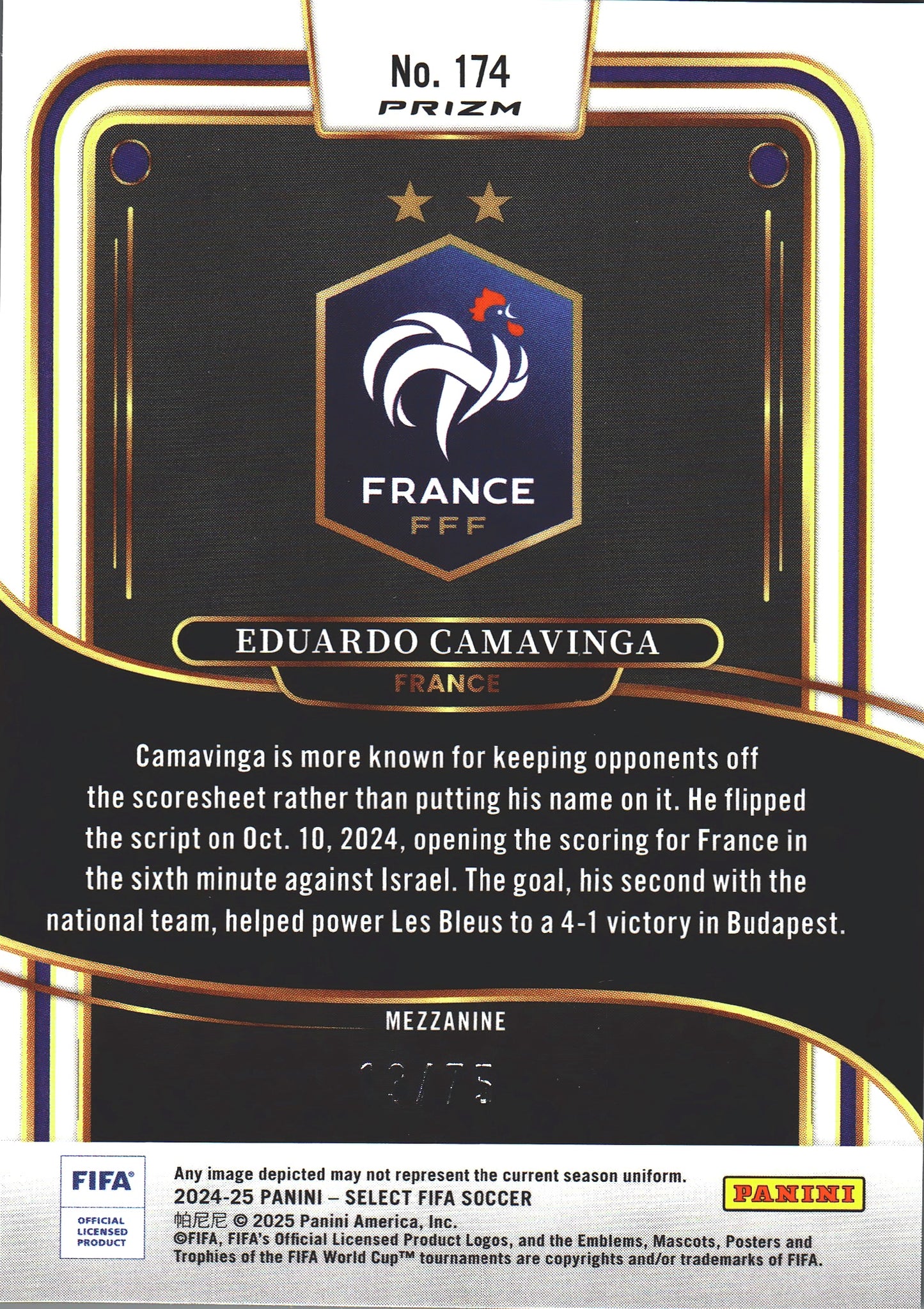 2024 Panini Select Bronze /75 Eduardo Camavinga #174 France