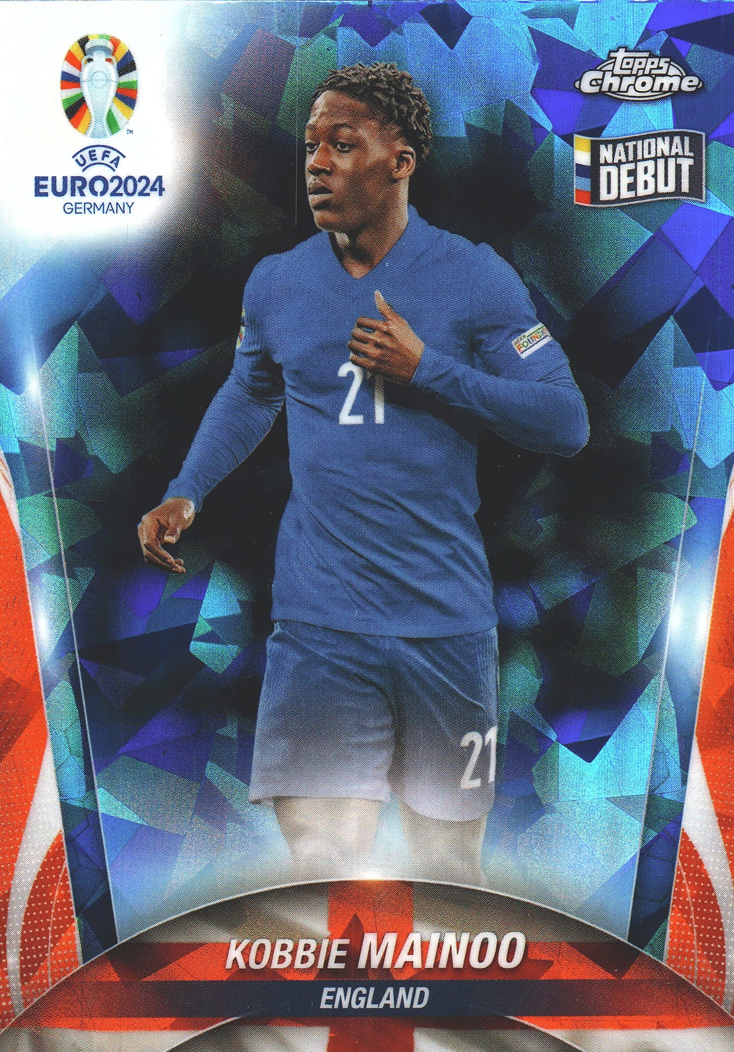 2024 Topps Chrome EURO Sapphire National Debut Kobbie Mainoo #123 England
