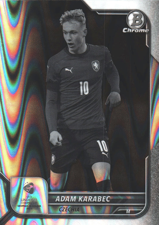 2022 Bowman Chrome Road to UEFA U21 Black & White Adam Karabec #8 Czech Republic