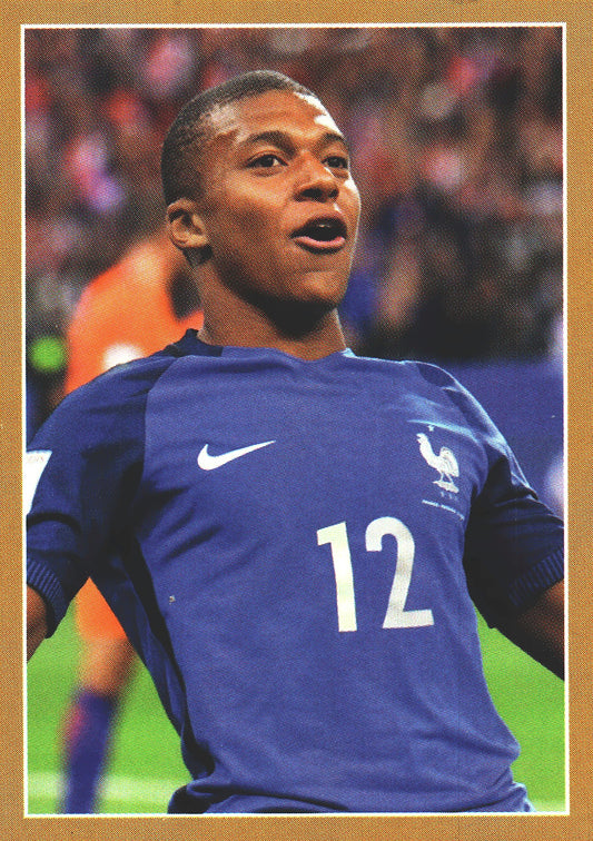2018 Panini World Cup Stickers Gold Kylian Mbappé RC #53 France