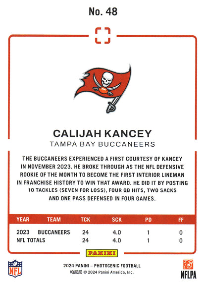 2024 Panini Photogenic Calijah Kancey Pink /75 #48 Tampa Bay Buccaneers