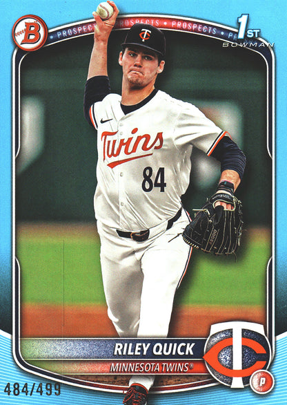 2025 Topps Bowman Draft Sky Blue /499 Riley Quick 1st #BD-23 Minnesota Twins