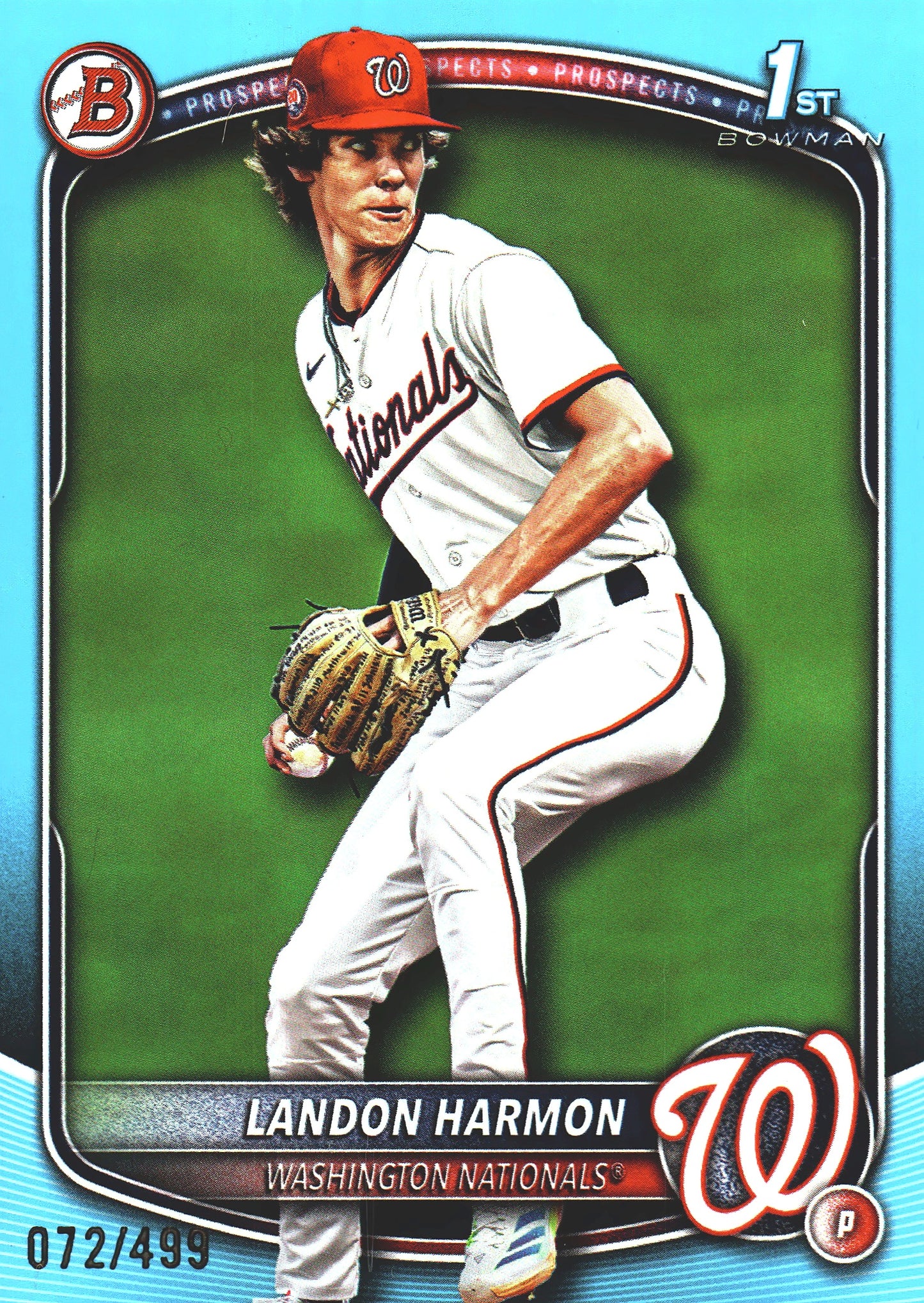 2025 Topps Bowman Draft Sky Blue /499 Landon Harmon 1st #BD-44 Washington Nationals