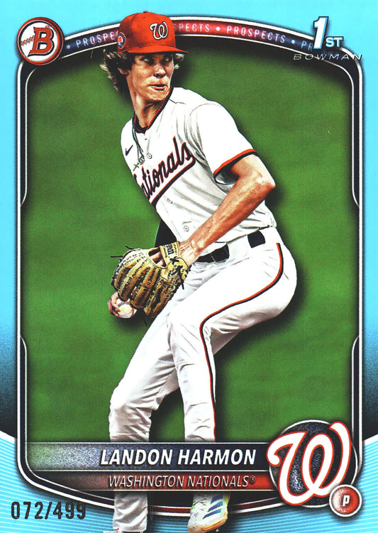 2025 Topps Bowman Draft Sky Blue /499 Landon Harmon 1st #BD-44 Washington Nationals