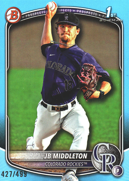 2025 Topps Bowman Draft Sky Blue /499 JB Middleton 1st #BD-78 Colorado Rockies