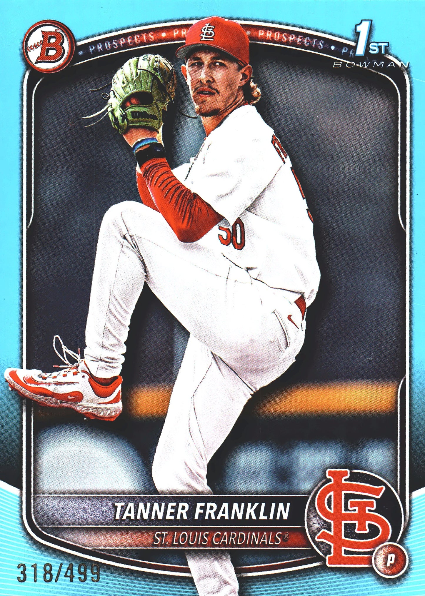 2025 Topps Bowman Draft Sky Blue /499 Tanner Franklin 1st #BD-90 St. Louis Cardinals