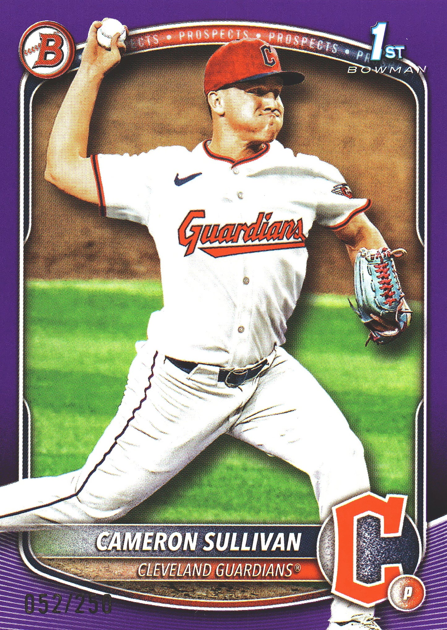2025 Topps Bowman Prospects Purple /250 Cameron Sullivan 1st #BP-97 Cleveland Guardians