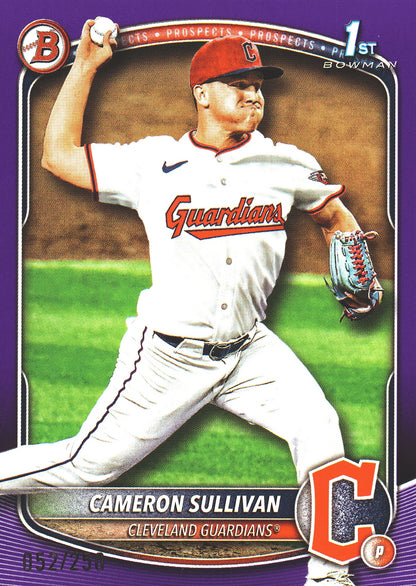 2025 Topps Bowman Prospects Purple /250 Cameron Sullivan 1st #BP-97 Cleveland Guardians