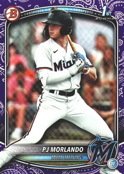 2025 Topps Bowman Prospects Purple Bandana /199 PJ Morlando 1st #BP-91 Miami Marlins