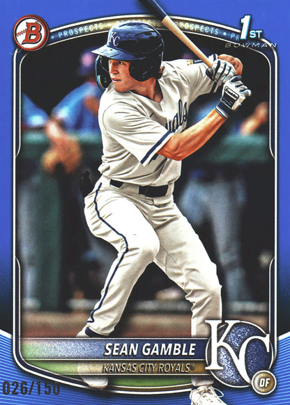 2025 Topps Bowman Draft Blue /150 Sean Gamble 1st #BD-178 Kansas City Royals