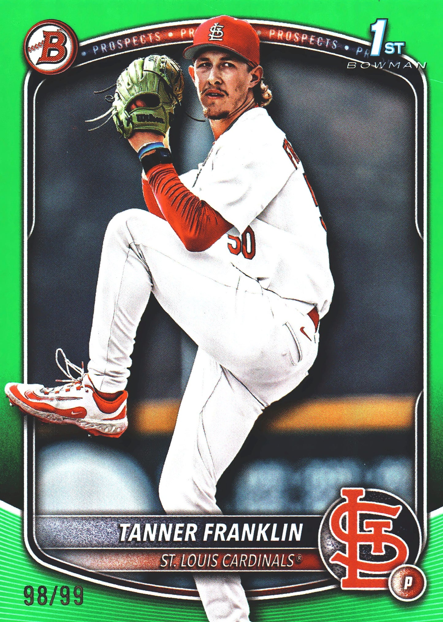 2025 Topps Bowman Draft Green /99 Tanner Franklin 1st #BD-90 St. Louis Cardinals