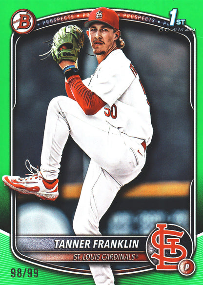 2025 Topps Bowman Draft Green /99 Tanner Franklin 1st #BD-90 St. Louis Cardinals