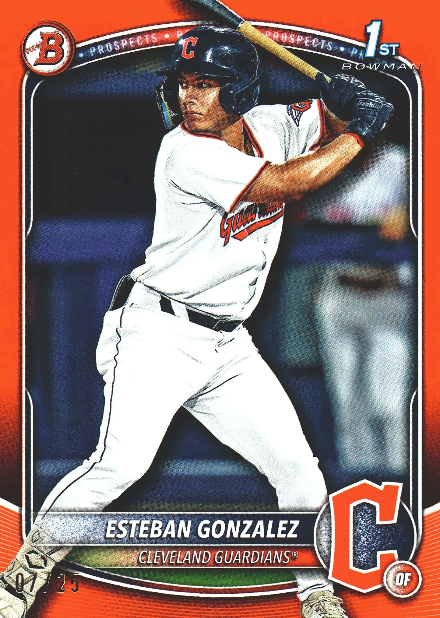 2025 Topps Bowman Prospects Orange /25 Esteban Gonzalez 1st #BP-70 Cleveland Guardians