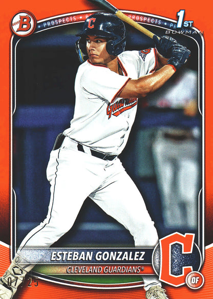2025 Topps Bowman Prospects Orange /25 Esteban Gonzalez 1st #BP-70 Cleveland Guardians