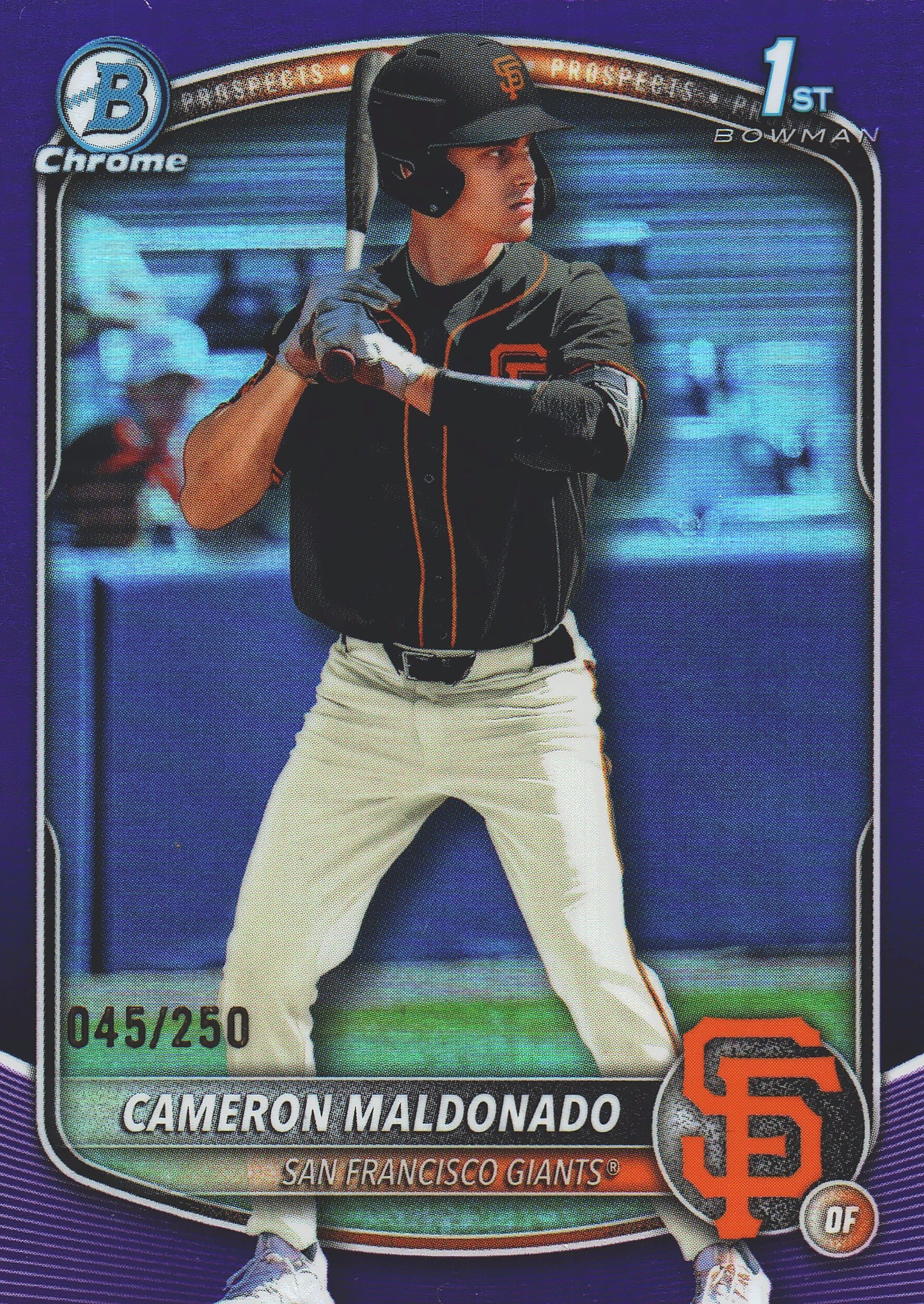 2025 Topps Bowman Draft Chrome Purple /250 1st Cameron Maldonado #BDC-99 San Francisco Giants