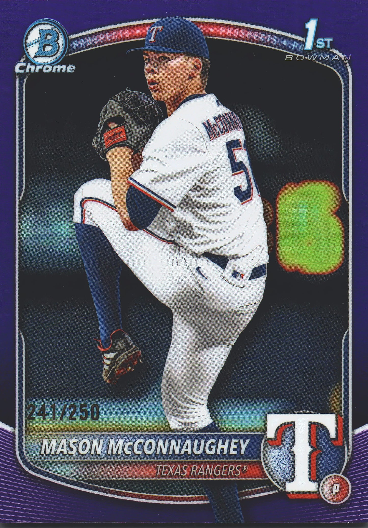 2025 Topps Bowman Draft Chrome Purple /250 1st Mason McConnaughey #BDC-117 Texas Rangers