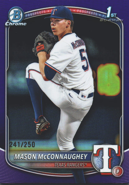 2025 Topps Bowman Draft Chrome Purple /250 1st Mason McConnaughey #BDC-117 Texas Rangers