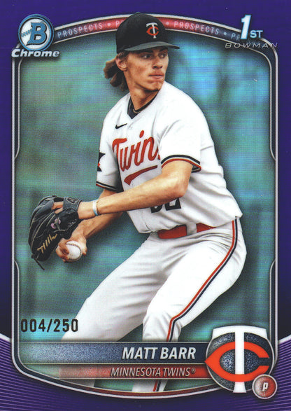 2025 Topps Bowman Draft Chrome Purple /250 1st Matt Barr #BDC-154 Minnesota Twins