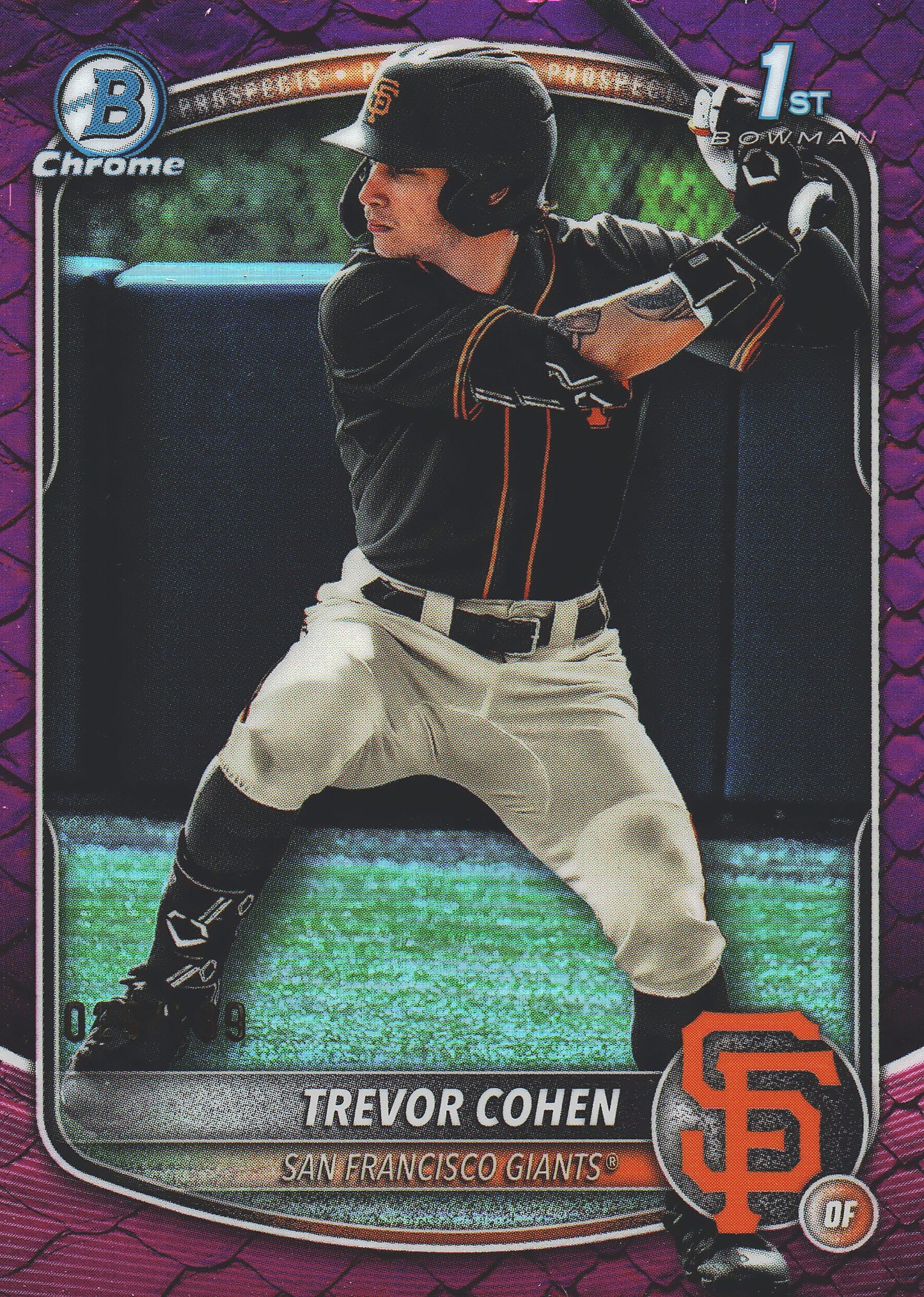 2025 Topps Bowman Draft Chrome Reptilian Fuchsia /199 1st Trevor Cohen #BDC-46 San Francisco Giants