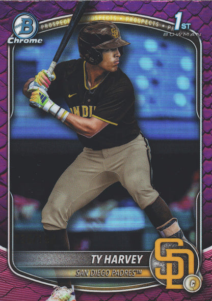 2025 Topps Bowman Draft Chrome Reptilian Fuchsia /199 1st Ty Harvey #BDC-58 San Diego Padres