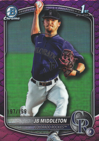 2025 Topps Bowman Draft Chrome Reptilian Fuchsia /199 1st JB Middleton #BDC-78 Colorado Rockies