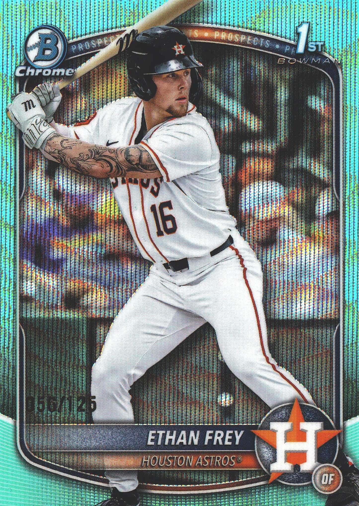 2025 Topps Bowman Draft Chrome Aqua Wave /125 1st Ethan Frey #BDC-67 Houston Astros