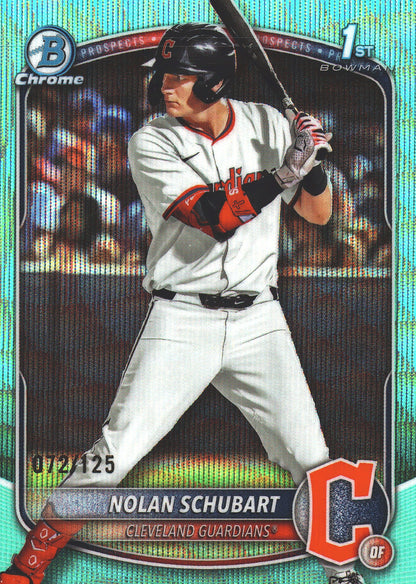 2025 Topps Bowman Draft Chrome Aqua Wave /125 1st Nolan Schubart #BDC-192 Cleveland Guardians
