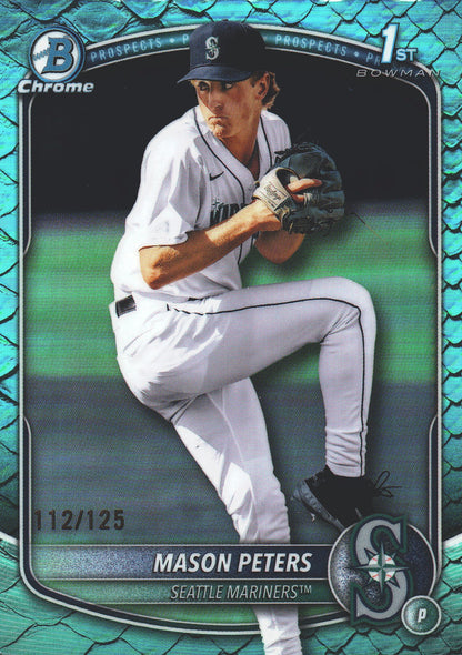 2025 Topps Bowman Draft Chrome Reptilian Aqua /125 1st Mason Peters #BDC-27 Seattle Mariners