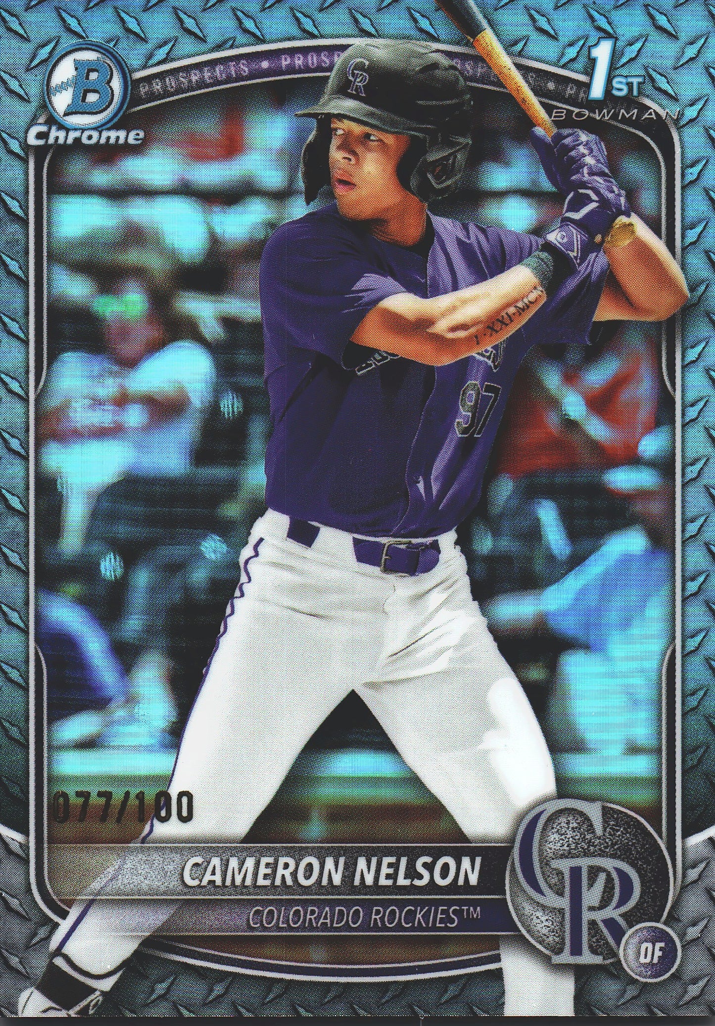 2025 Topps Bowman Draft Chrome Steel /100 1st Cameron Nelson #BDC-130 Colorado Rockies