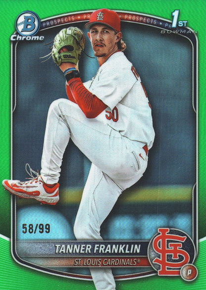 2025 Topps Bowman Draft Chrome Green /99 1st Tanner Franklin #BDC-90 St. Louis Cardinals