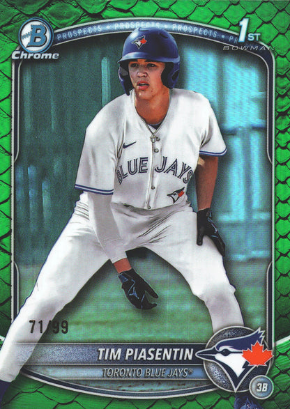 2025 Topps Bowman Draft Chrome Reptilian Green /99 1st Tim Piasentin #BDC-73 Toronto Blue Jays