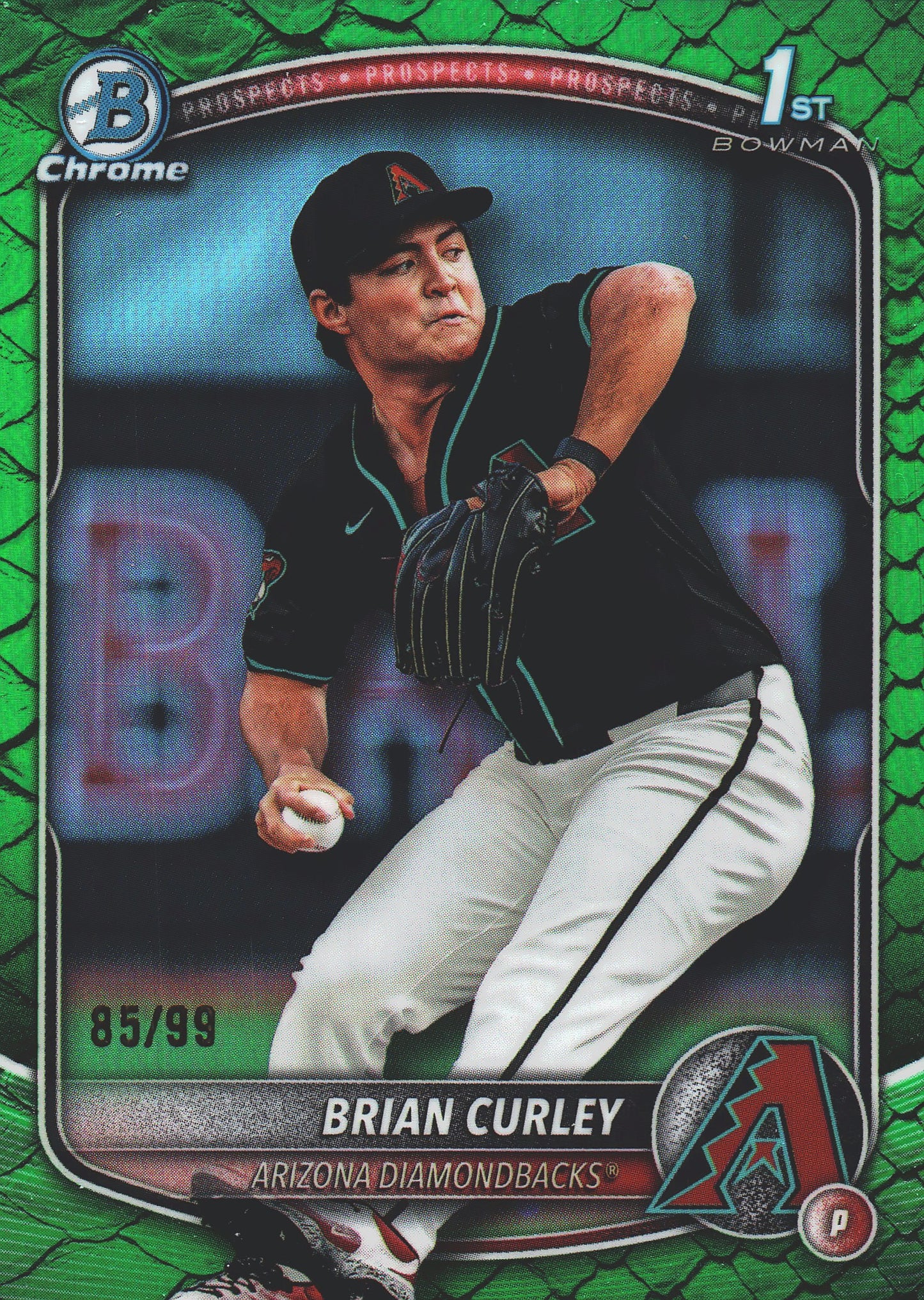 2025 Topps Bowman Draft Chrome Reptilian Green /99 1st Brian Curley #BDC-170 Arizona Diamondbacks