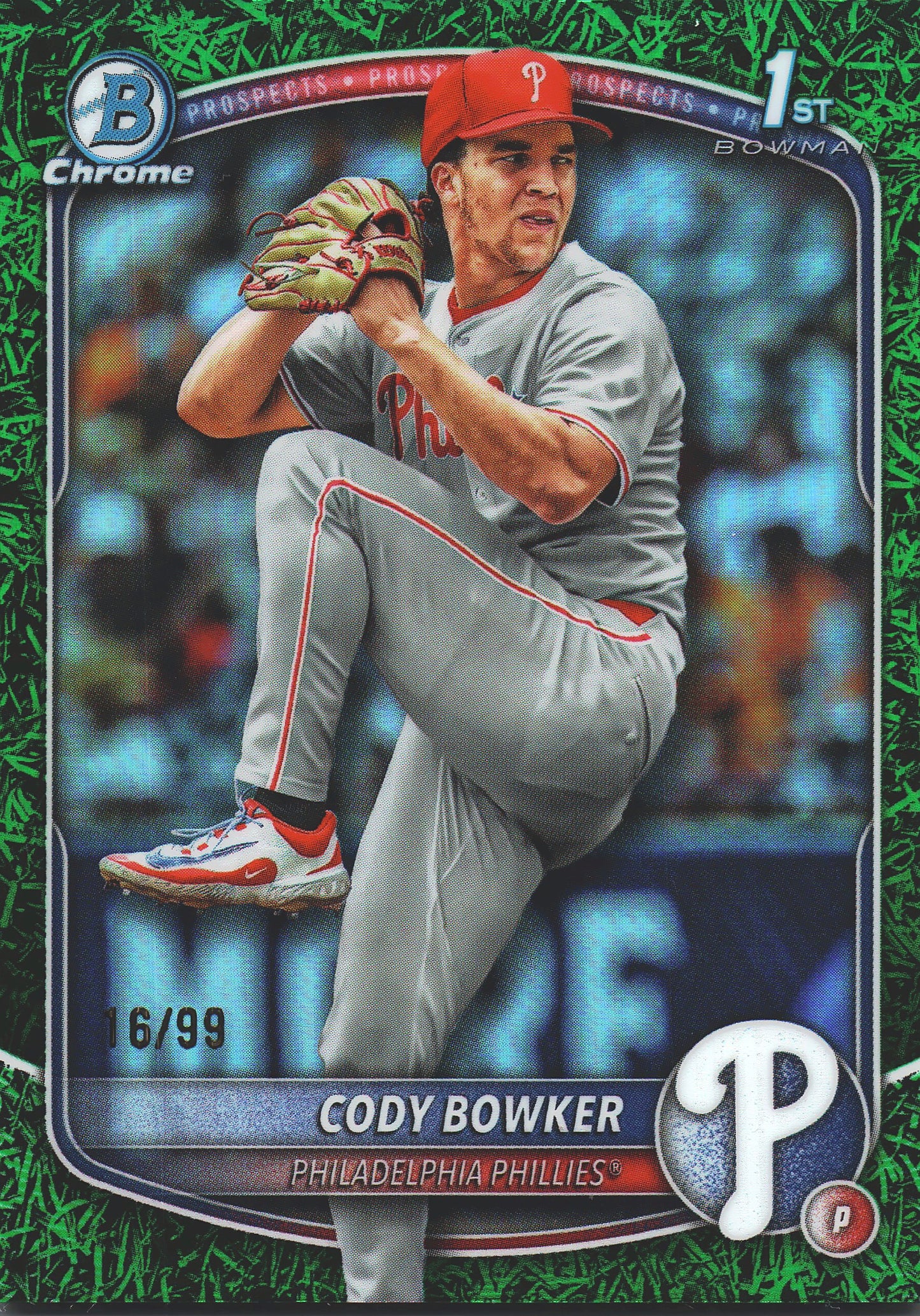 2025 Topps Bowman Draft Chrome Grass /99 1st Cody Bowker #BDC-140 Philadelphia Phillies