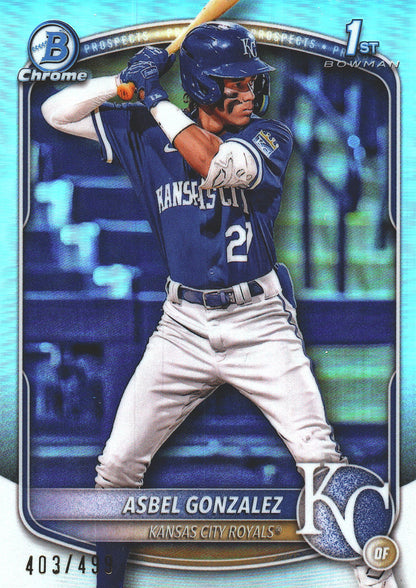 2025 Topps Bowman Chrome Prospects /499 1st Asbel Gonzalez #BCP-4 Kansas City Royals