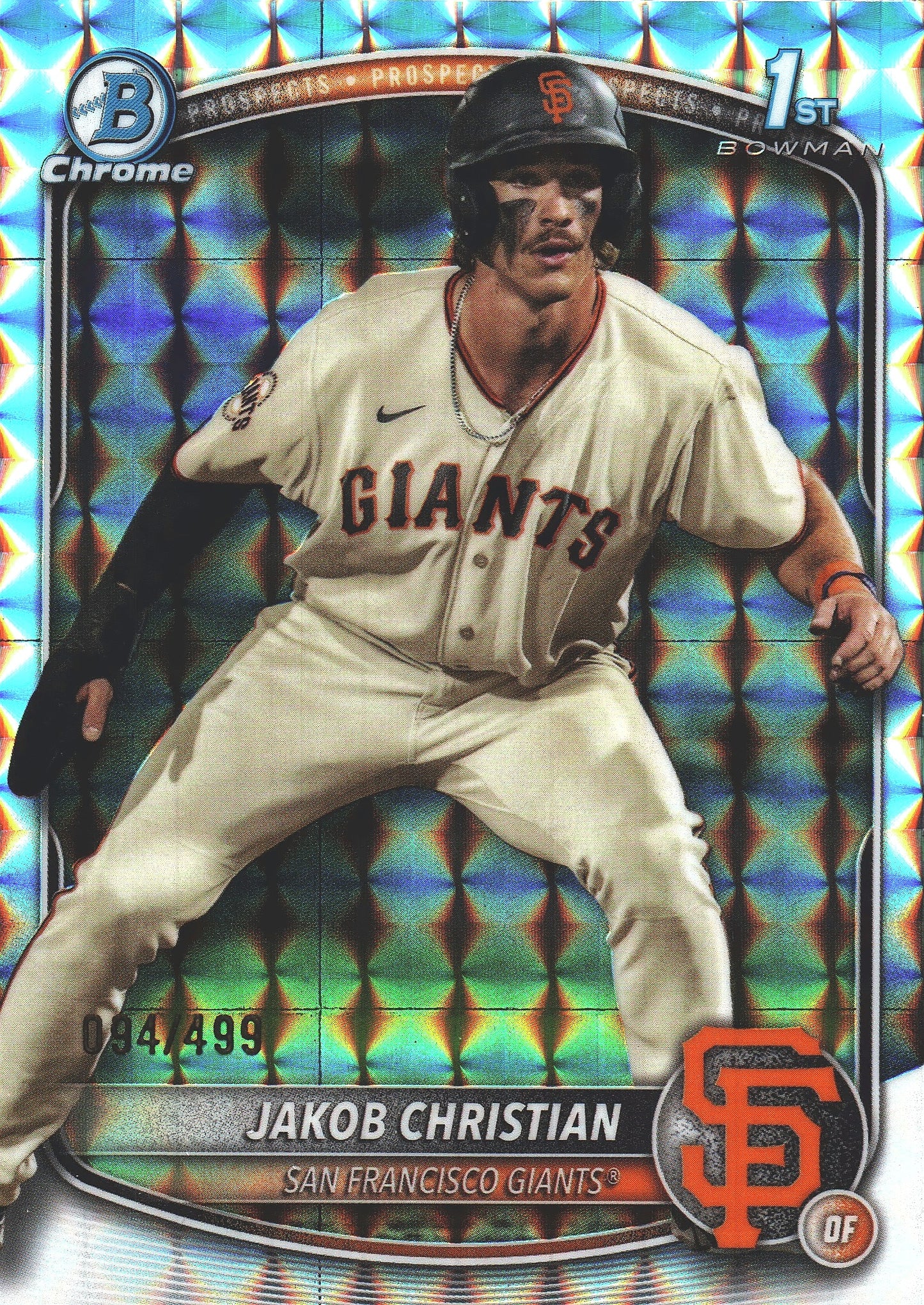 2025 Topps Bowman Chrome Prospects Geometric /499 1st Jakob Christian #BCP-157 San Francisco Giants